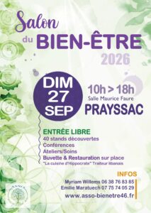 Lire la suite à propos de l’article SALON BIEN ÊTRE DE PRAYSSAC LE DIMANCHE 27 SEPTEMBRE 2026