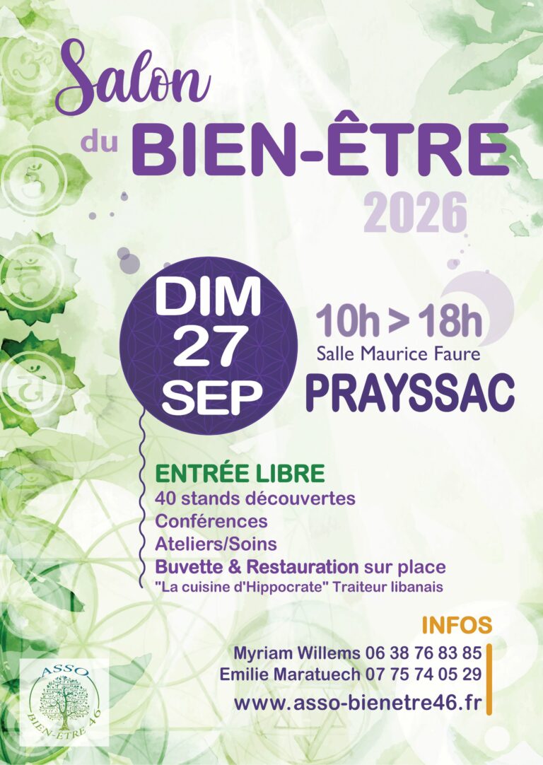 Lire la suite à propos de l’article SALON BIEN ÊTRE DE PRAYSSAC LE DIMANCHE 27 SEPTEMBRE 2026